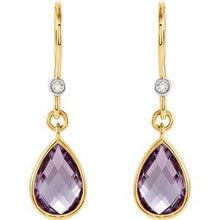 14K Yellow/White Natural Amethyst & .02 CTW Natural Diamond Earrings 67303:102:P