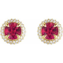 14K Yellow Lab-Grown Ruby & 1/2 CTW Lab-Grown Diamond Halo-Style Earrings 88808:LG112:P