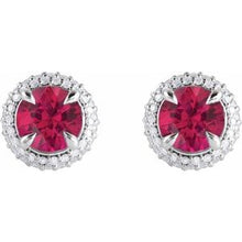 14K White Lab-Grown Ruby & 1/2 CTW Lab-Grown Diamond Halo-Style Earrings 88808:LG104:P