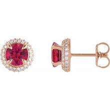 14K Rose Lab-Grown Ruby & 1/2 CTW Lab-Grown Diamond Halo-Style Earrings 88808:LG117:P