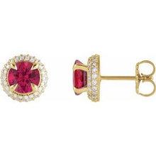 14K Yellow Lab-Grown Ruby & 1/2 CTW Lab-Grown Diamond Halo-Style Earrings 88808:LG112:P