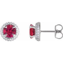 14K White Lab-Grown Ruby & 1/2 CTW Lab-Grown Diamond Halo-Style Earrings 88808:LG104:P