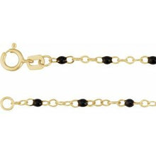 14K Yellow 2 mm Adjustable Black Enamel Bead 9-10