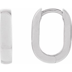 Sterling Silver Elongated Domed 20 mm Hoop Earring 88714:107:P