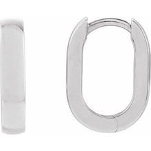 Sterling Silver Elongated Domed 20 mm Hoop Earring 88714:107:P