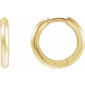 14K Yellow Knife-Edge Hinge 15 mm Hoop Earrings 88489:153:P
