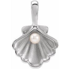 14K White 1-Stone Cultured White Seed Pearl Family Shell Pendant 88676:602:P