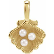 14K Yellow 3-Stone Cultured White Seed Pearl Family Shell Pendant 88676:611:P