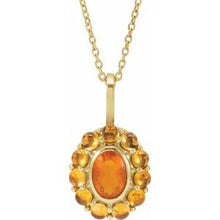 14K Yellow Natural Mexican Fire Opal & Natural Citrine Halo-Style 16-18