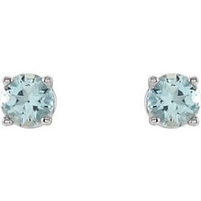 14K White 4 mm Natural Aquamarine Stud Earrings 1874:70012:P