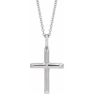 Sterling Silver Knife-Edge Cross 16-18" Necklace R50005:132:P