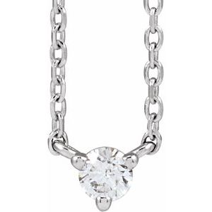 14K White 1/10 CT Natural Diamond 3-Prong 18" Necklace 88519:282:P