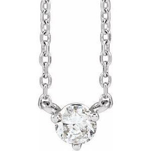 14K White 1/6 CT Natural Diamond 3-Prong 18" Necklace 88519:265:P