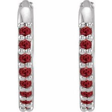 Sterling Silver Lab-Grown Ruby Hinged 12.5 mm Hoop Earrings 87382:209:P