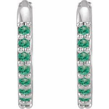 14K White Lab-Grown Emerald Hinged 12.5 mm Hoop Earrings 87382:212:P