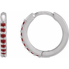 Sterling Silver Lab-Grown Ruby Hinged 12.5 mm Hoop Earrings 87382:209:P
