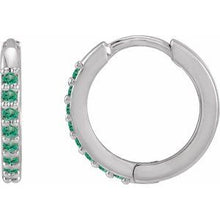 14K White Lab-Grown Emerald Hinged 12.5 mm Hoop Earrings 87382:212:P