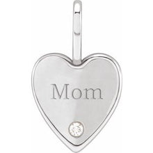 Sterling Silver .02 CT Natural Diamond Engraved MOM Heart Charm/Pendant
 88006:120:P