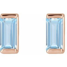 14K Rose Lab-Grown Aqua Sapphire Earrings 88107:137:P