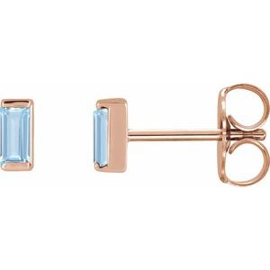 14K Rose Lab-Grown Aqua Sapphire Earrings 88107:137:P