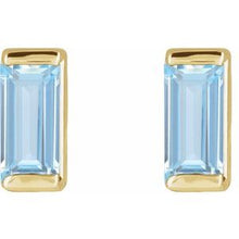 14K Yellow Lab-Grown Aqua Sapphire Earrings 88107:136:P