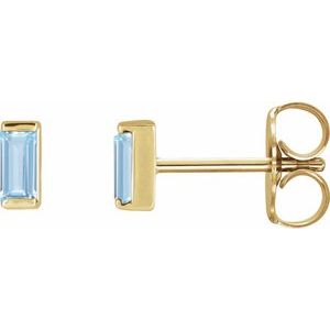 14K Yellow Lab-Grown Aqua Sapphire Earrings 88107:136:P