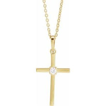 14K Yellow .06 CT Natural Diamond Cross 16-18
