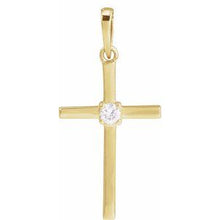 14K Yellow 1/10 CT Natural Diamond Cross Pendant R50012:167:P