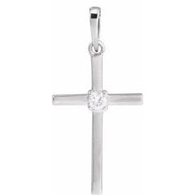 Sterling Silver .06 CT Natural Diamond Cross Pendant R50012:125:P