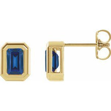 14K Yellow Lab-Grown Blue Sapphire Solitaire Earrings 87364:619:P