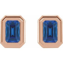 14K Rose Lab-Grown Blue Sapphire Solitaire Earrings 87364:616:P