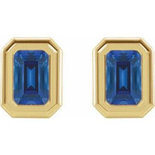 14K Yellow Lab-Grown Blue Sapphire Solitaire Earrings 87364:619:P