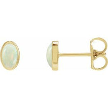 14K Yellow Lab-Grown White Opal Earrings 23489:633:P