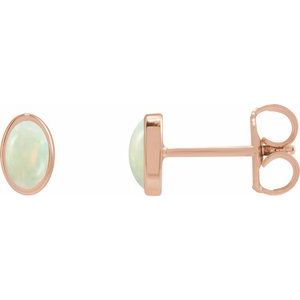 14K Rose Lab-Grown White Opal Earrings 23489:638:P