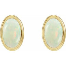 14K Yellow Lab-Grown White Opal Earrings 23489:637:P