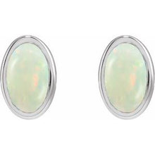 14K White Lab-Grown White Opal Earrings 23489:636:P