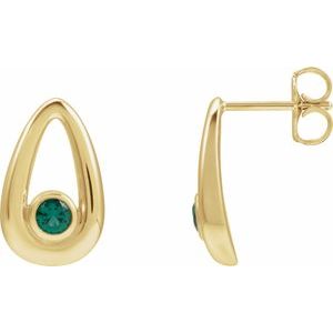 14K Yellow Lab-Grown Emerald Geometric Earrings 88772:113:P