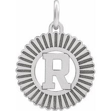 Sterling Silver Initial R Sunburst Pendant 689251:742:P