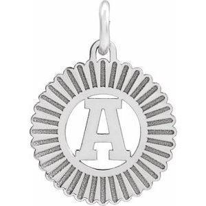 Sterling Silver Initial A Sunburst Pendant 689251:606:P