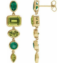 14K Yellow Natural Peridot & Lab-Grown Emerald Dangle Earrings 689319:600:P