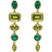14K Yellow Natural Peridot & Lab-Grown Emerald Dangle Earrings 689319:600:P
