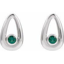 14K White Lab-Grown Emerald Geometric Earrings 88772:112:P