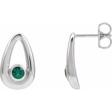 14K White Lab-Grown Emerald Geometric Earrings 88772:112:P