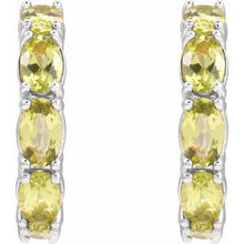 Platinum Natural Peridot 18.2 mm Hoop Earrings 88765:238:P