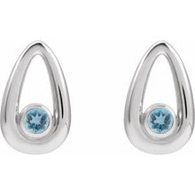 Sterling Silver Natural Aquamarine Geometric Earrings 88772:104:P