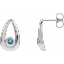 Platinum Natural Aquamarine Geometric Earrings 88772:105:P