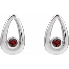 14K White Natural Mozambique Garnet Geometric Earrings 88772:106:P