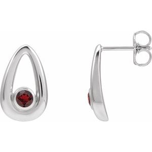 Sterling Silver Natural Mozambique Garnet Geometric Earrings 88772:100:P