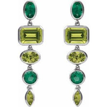 14K White Natural Peridot & Lab-Grown Emerald Dangle Earrings 689319:601:P