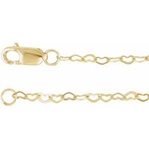 14K Yellow 1.9 mm Heart 7" Chain CH1255:110:P